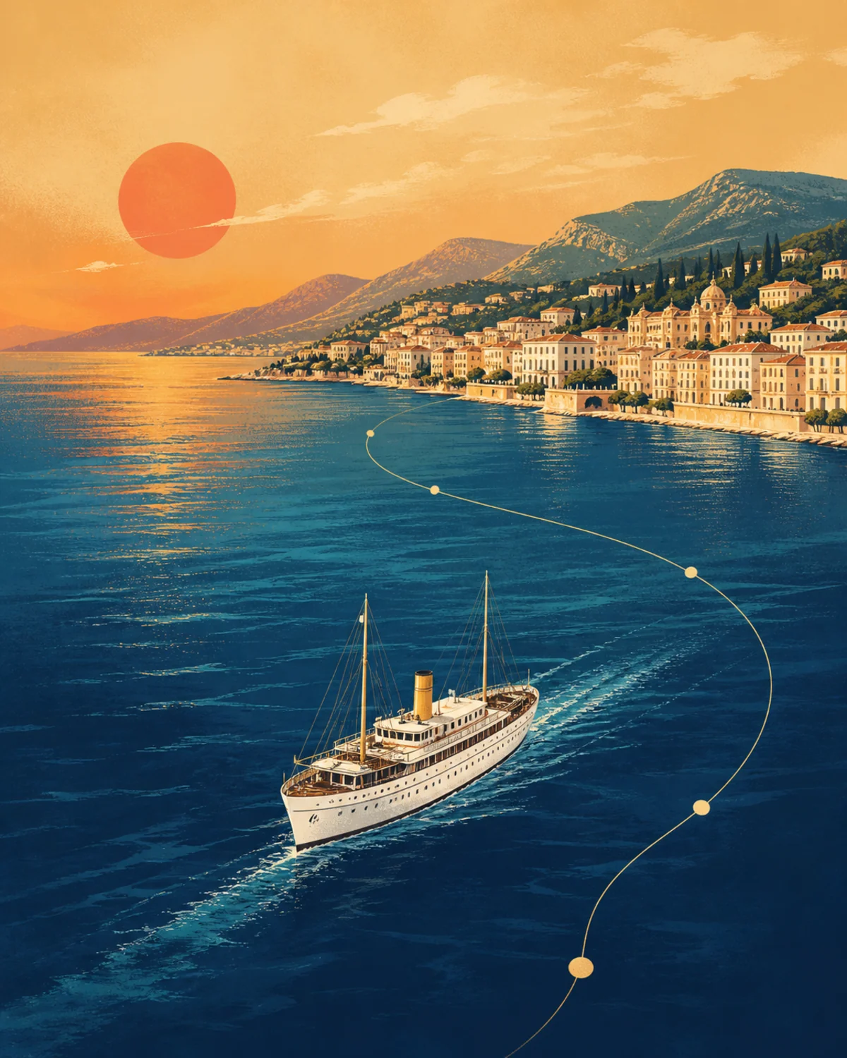 Illustration zur geplanten Pirschheidi-Mittelmeerkreuzfahrt auf der MS Berlin